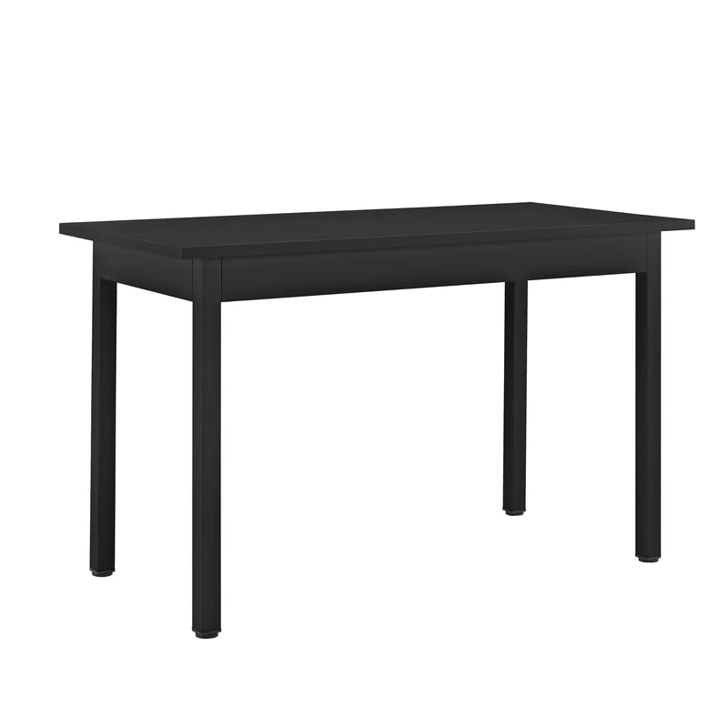 Ensemble de Table à Manger et Chaises Set de Table à Manger et Chaises MDF Placage Acier Revêtu par Poudre Fritté Plastique Noir 03_0001659