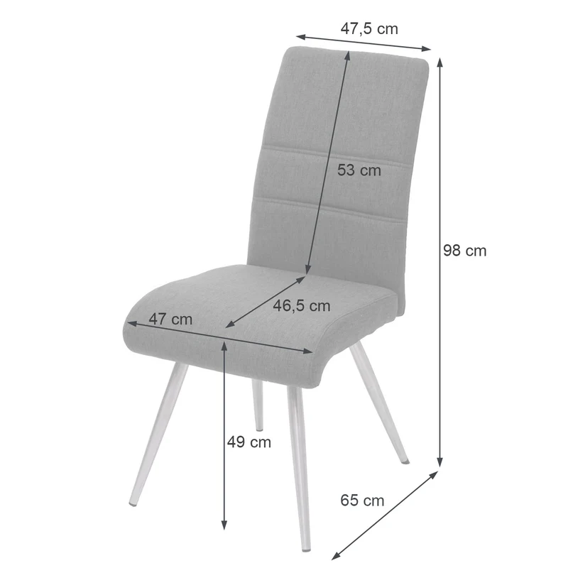 2x chaises de salle à manger cuisine en tissuet acier inoxydable brossé gris-brun 04_0000404
