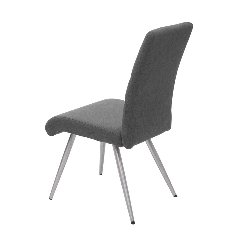 2x chaises de salle à manger cuisine en tissuet acier inoxydable brossé gris-brun 04_0000404