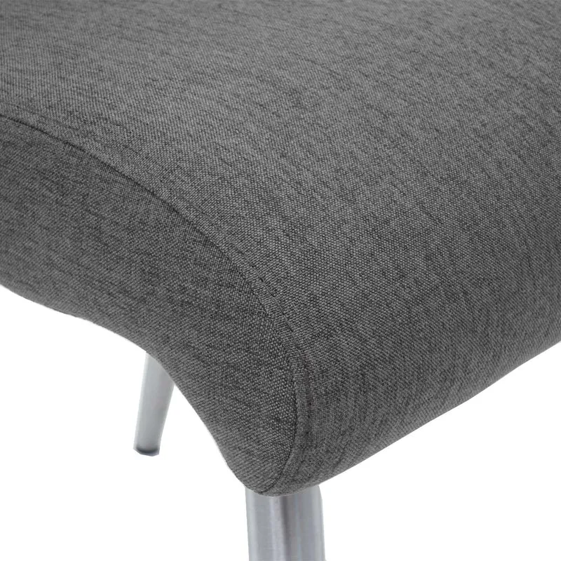 2x chaises de salle à manger cuisine en tissuet acier inoxydable brossé gris-brun 04_0000404