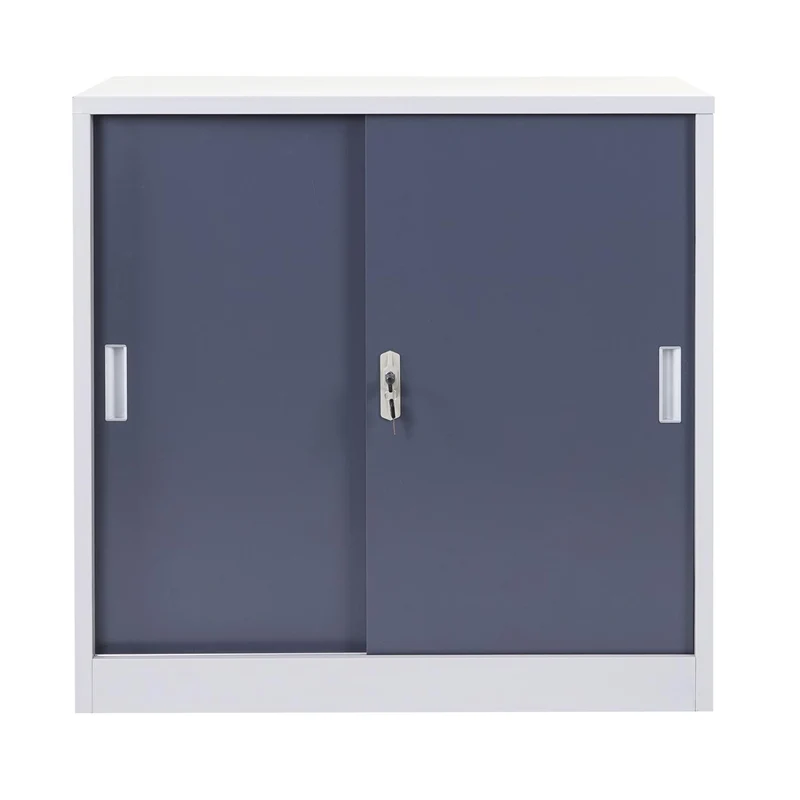 Armoire de rangement bureau en acier, avec portes coulissantes 90x90x45cm anthracite 04_0001475