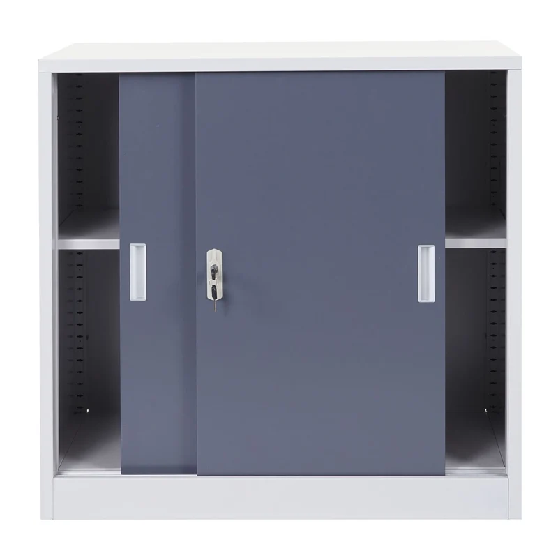 Armoire de rangement bureau en acier, avec portes coulissantes 90x90x45cm anthracite 04_0001475