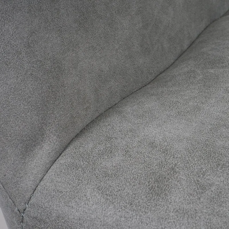 Chaise de salle à manger bureau visiteur sans roulette design rétro en tissu gris pied en bois clair 04_0002154