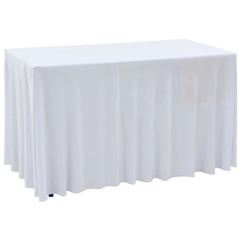 Nappes élastiques de table avec jupon 2 pièces 183x76x74cm Blanc DEC022464