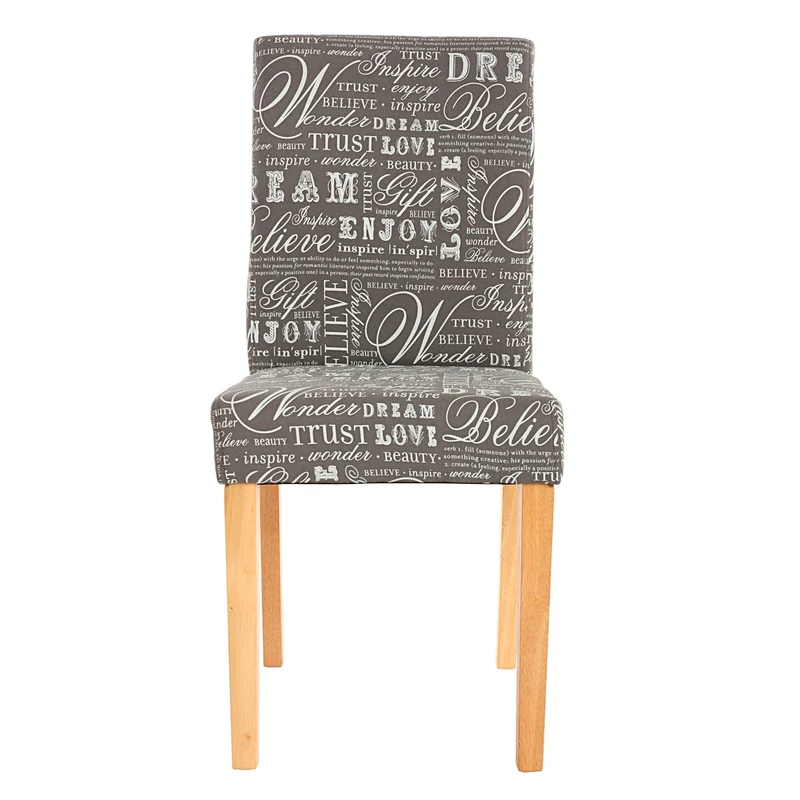 Lot de 2 chaises de salle à manger en tissu imprimé gris pieds clairs CDS04019