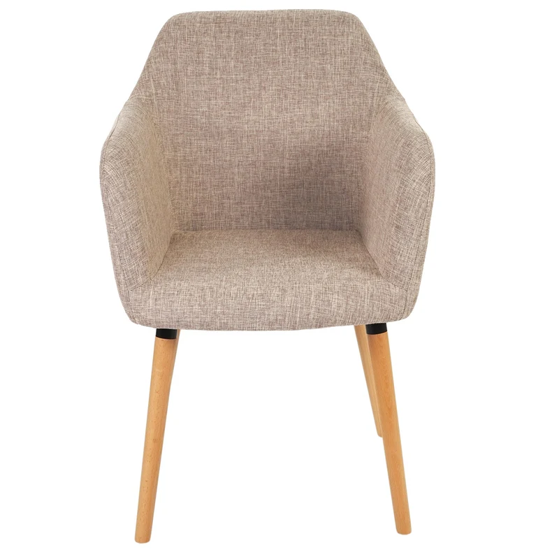 Chaise de salle à manger cuisine bureau coiffeuse design rétro en tiussu crème-gris 04_0002365