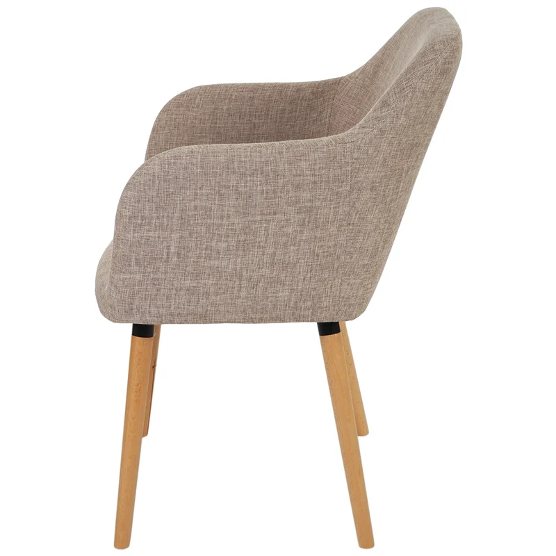 Chaise de salle à manger cuisine bureau coiffeuse design rétro en tiussu crème-gris 04_0002365