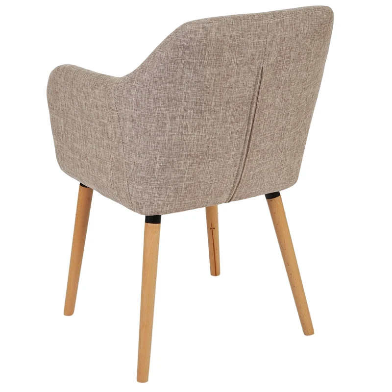 Chaise de salle à manger cuisine bureau coiffeuse design rétro en tiussu crème-gris 04_0002365