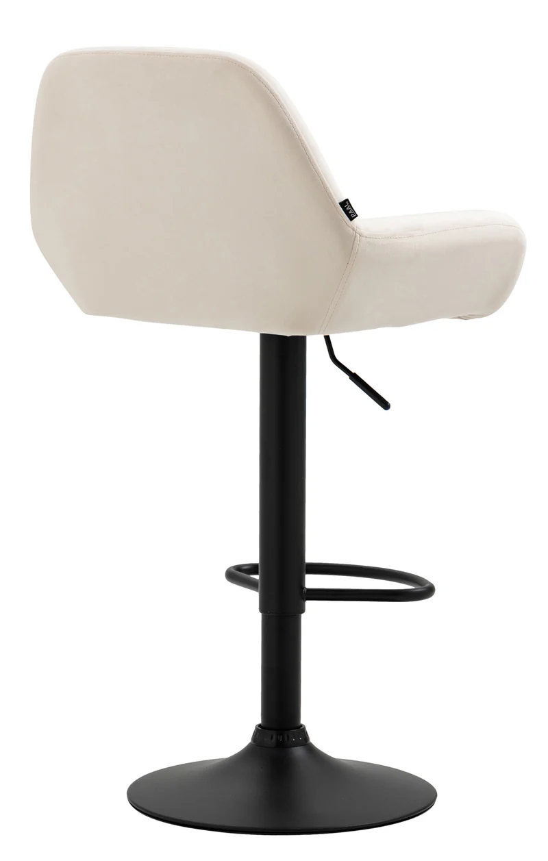 Tabouret de bar en velours rembourré crème base trompette métal noir mat TDB10422