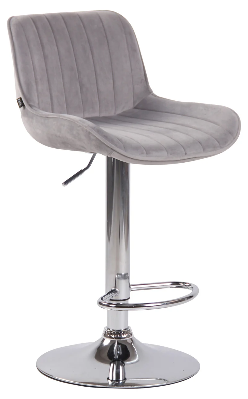 Lot de 2 tabourets de bar moderne confortable réglable en velours gris clair pied trompette métal TDB10395
