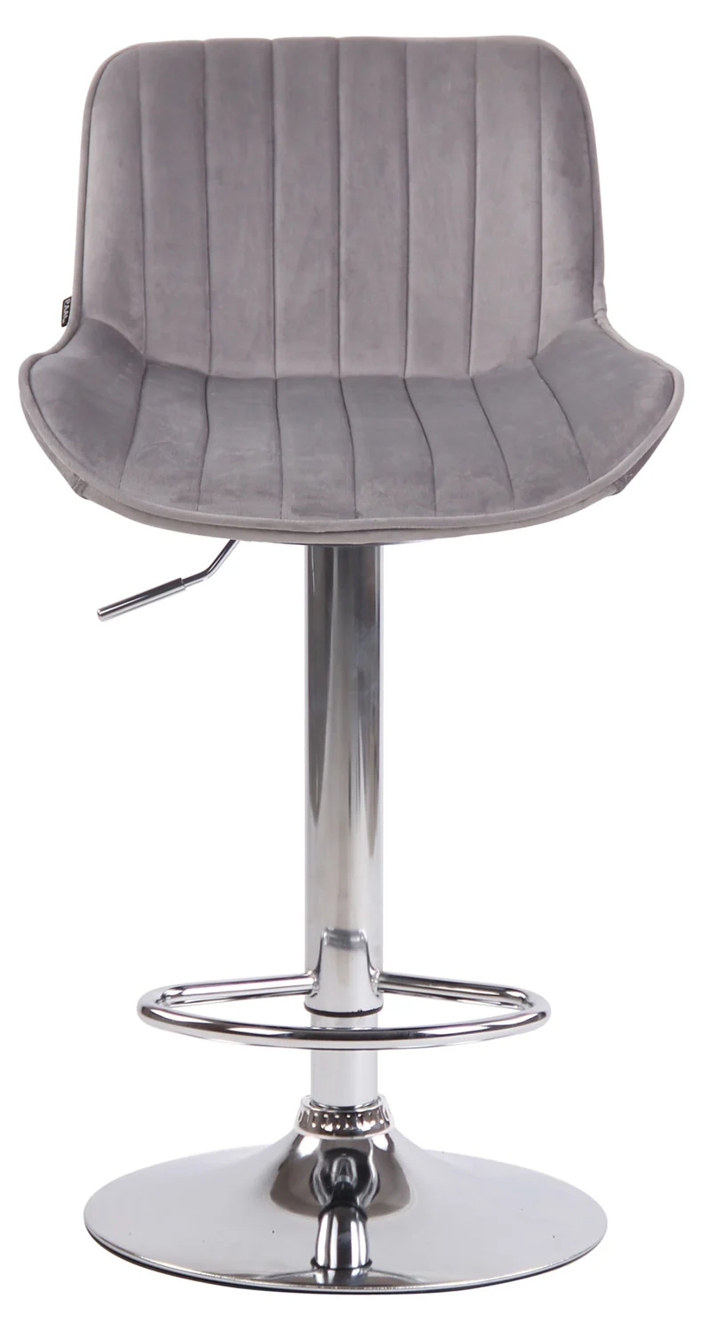 Lot de 2 tabourets de bar moderne confortable réglable en velours gris clair pied trompette métal TDB10395