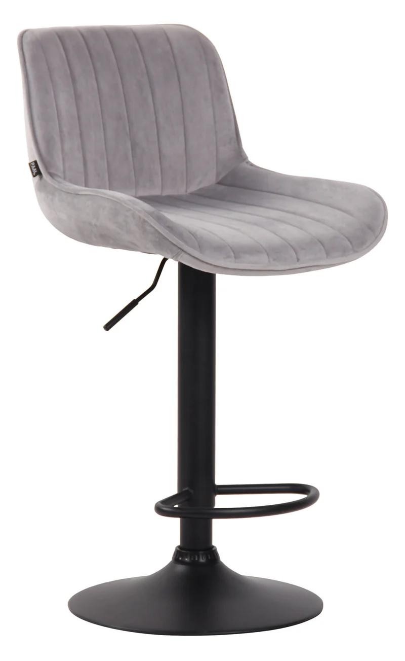 Lot de 2 tabourets de bar moderne confortable réglable en velours gris clair pied trompette métal noir TDB10401