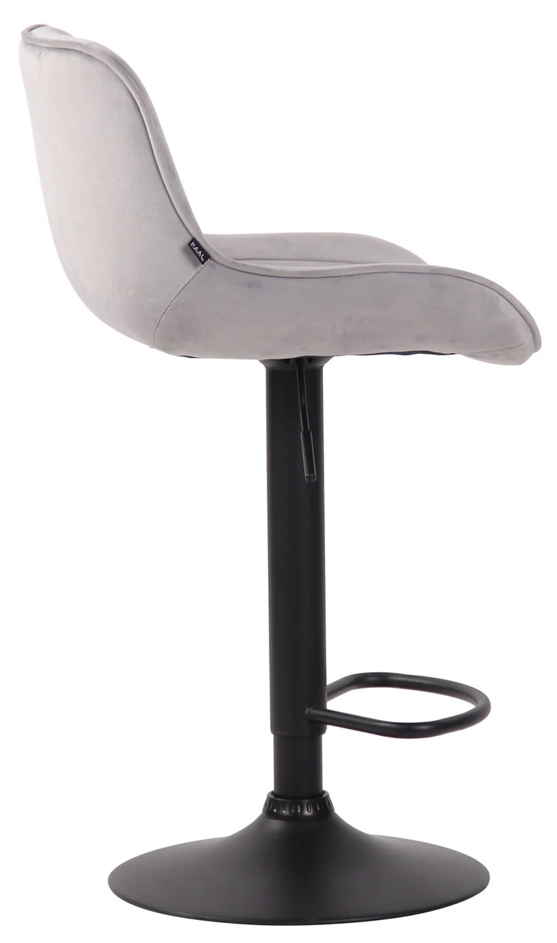 Lot de 2 tabourets de bar moderne confortable réglable en velours gris clair pied trompette métal noir TDB10401