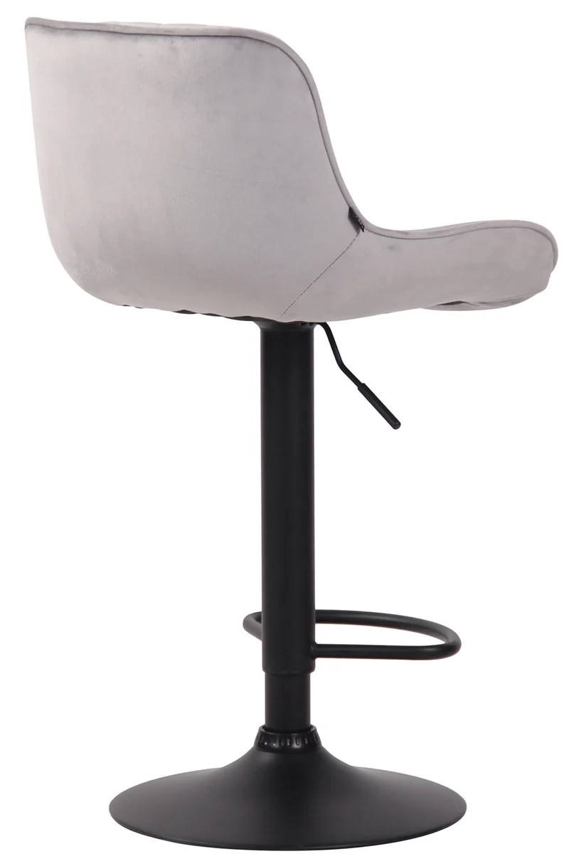 Lot de 2 tabourets de bar moderne confortable réglable en velours gris clair pied trompette métal noir TDB10401