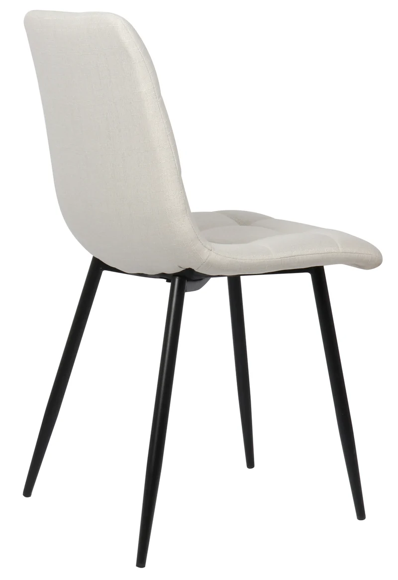 Lot de 2 chaises de salle à manger en tissu crème pieds métal noir mat style moderne CDS101109