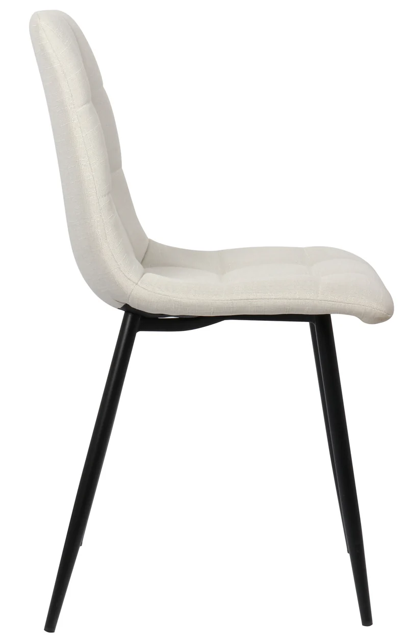Lot de 2 chaises de salle à manger en tissu crème pieds métal noir mat style moderne CDS101109