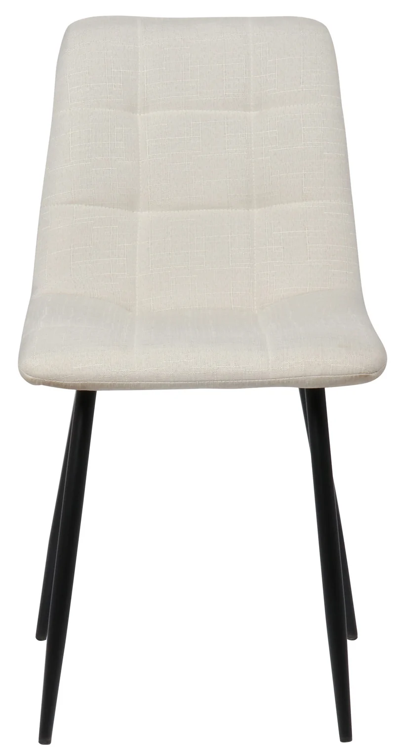 Lot de 2 chaises de salle à manger en tissu crème pieds métal noir mat style moderne CDS101109