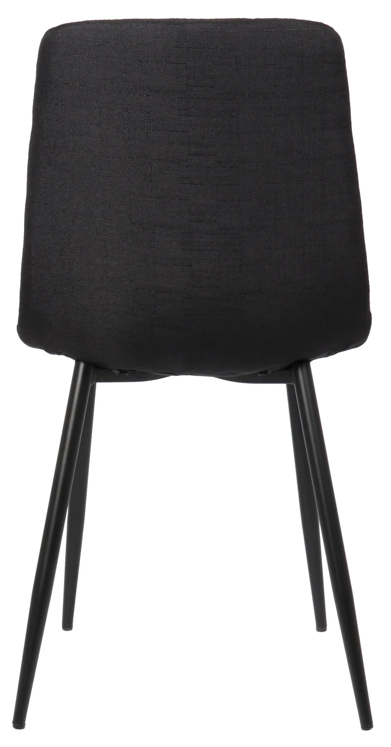 Lot de 2 chaises de salle à manger en tissu noir pieds métal noir mat style moderne CDS101107
