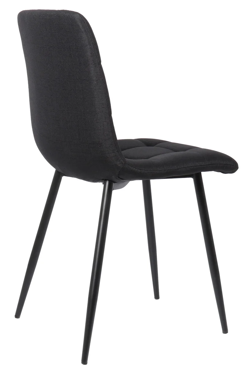 Lot de 2 chaises de salle à manger en tissu noir pieds métal noir mat style moderne CDS101107
