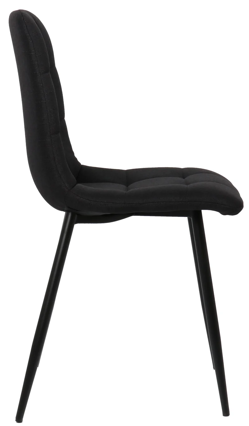 Lot de 2 chaises de salle à manger en tissu noir pieds métal noir mat style moderne CDS101107
