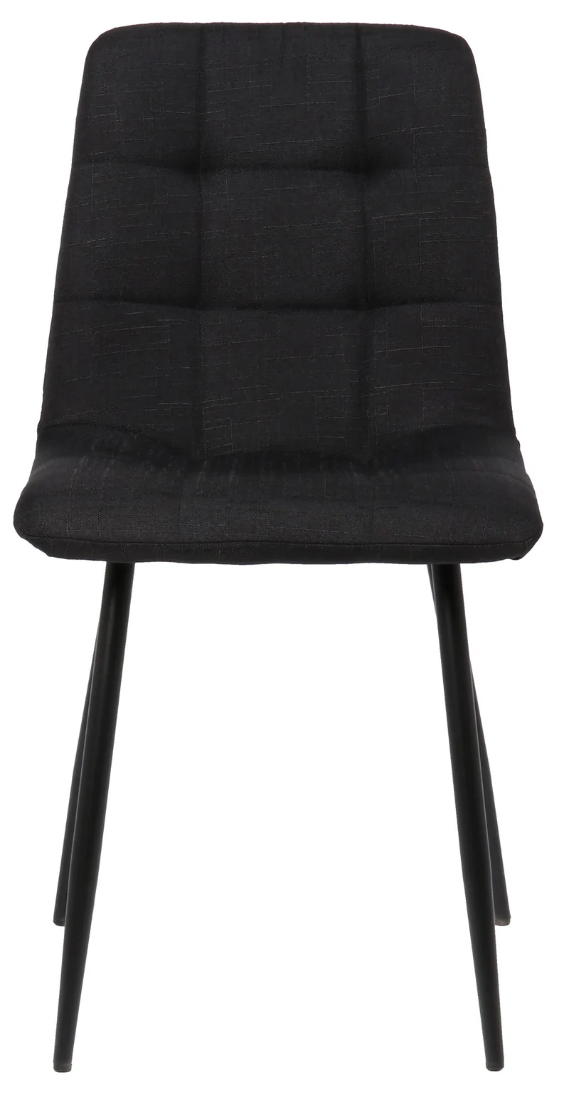 Lot de 2 chaises de salle à manger en tissu noir pieds métal noir mat style moderne CDS101107