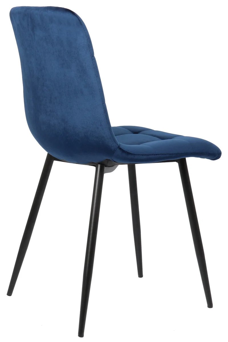 Lot de 2 chaises de salle à manger en velours bleu pieds métal noir mat style moderne CDS10098