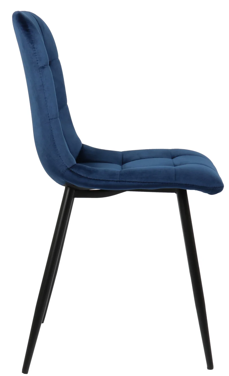 Lot de 2 chaises de salle à manger en velours bleu pieds métal noir mat style moderne CDS10098