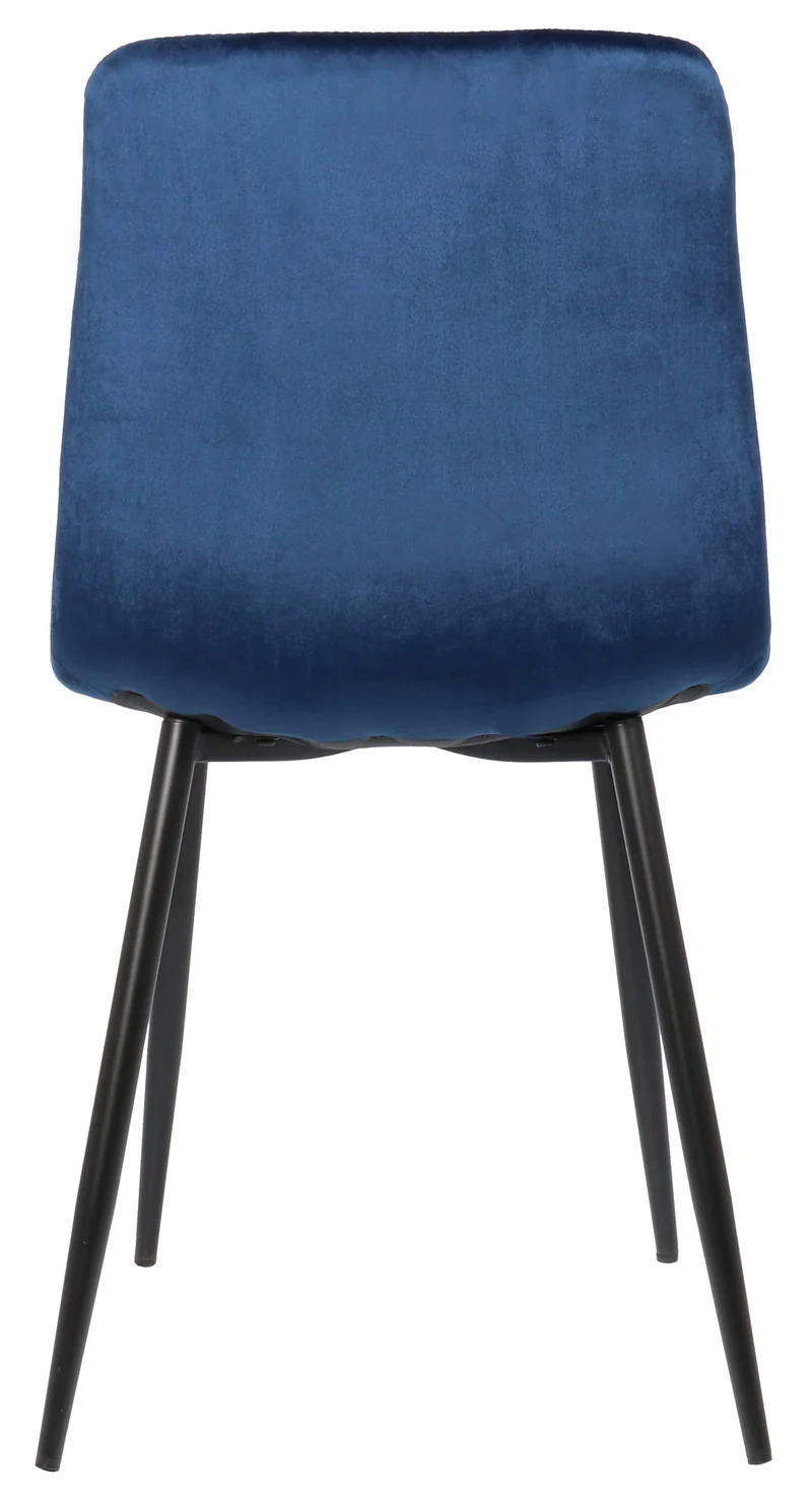 Lot de 2 chaises de salle à manger en velours bleu pieds métal noir mat style moderne CDS10098