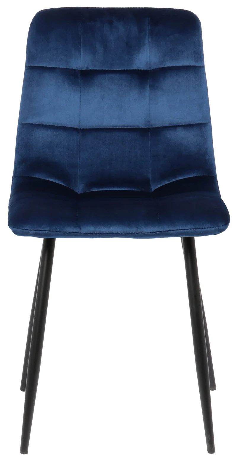 Lot de 2 chaises de salle à manger en velours bleu pieds métal noir mat style moderne CDS10098