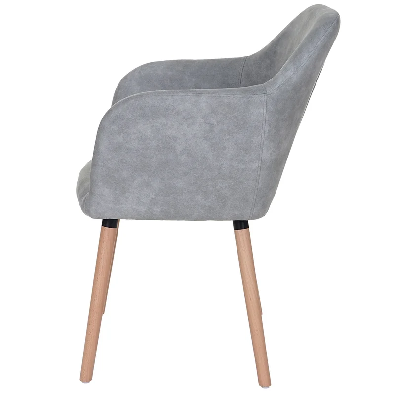 Chaise de salle à manger design rétro scandinave en tissu gris béton pieds clairs 04_0002369