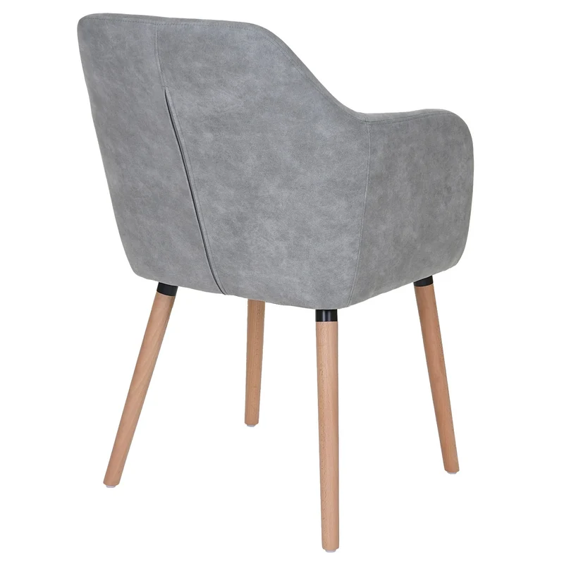 Chaise de salle à manger design rétro scandinave en tissu gris béton pieds clairs 04_0002369