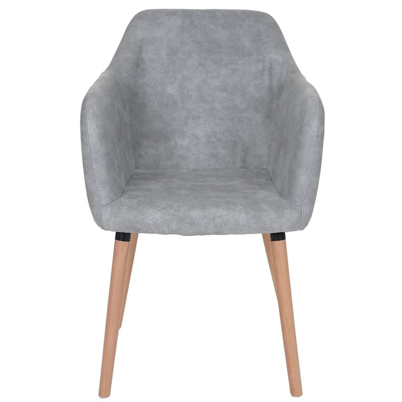 Chaise de salle à manger design rétro scandinave en tissu gris béton pieds clairs 04_0002369