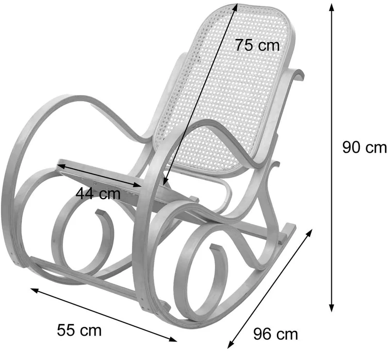 Fauteuil à bascule rocking chair en bois foncé assise en tissu beige FAB04043