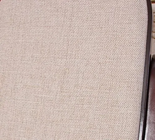 Fauteuil à bascule rocking chair en bois foncé assise en tissu beige FAB04043