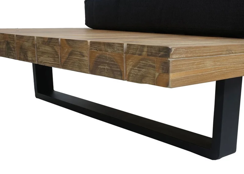 Salon de jardin terrasse balcon luxe ensemble canapé table en bois FSC certifié coussin gris foncé 04_0003578