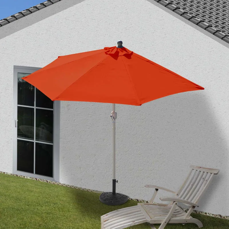 Demi parasol semi-circulaire balcon terrasse UV 50+ polyester/aluminium 3kg avec une portée de 300 cm Terracotta avec support 04_0003899