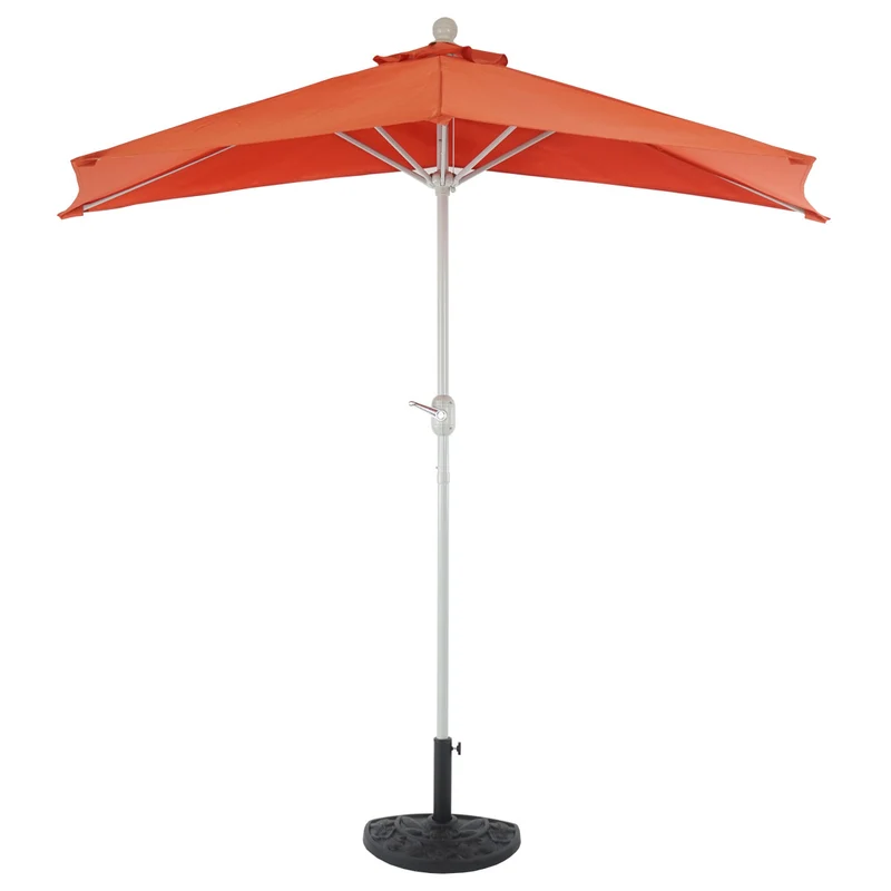 Demi parasol semi-circulaire balcon terrasse UV 50+ polyester/aluminium 3kg avec une portée de 300 cm Terracotta avec support 04_0003899