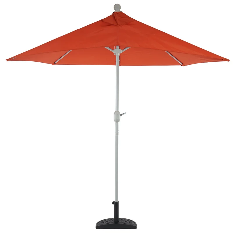 Demi parasol semi-circulaire balcon terrasse UV 50+ polyester/aluminium 3kg avec une portée de 300 cm Terracotta avec support 04_0003899