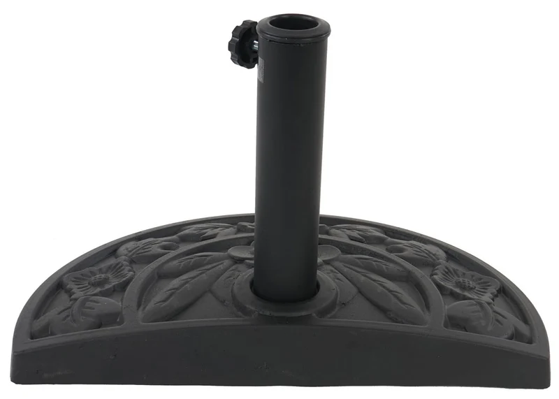 Demi parasol semi-circulaire balcon terrasse UV 50+ polyester/aluminium 3kg avec une portée de 300 cm bordeaux avec support 04_0003845