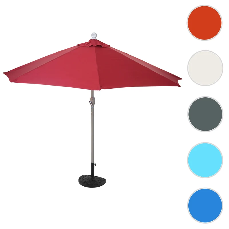 Demi parasol semi-circulaire balcon terrasse UV 50+ polyester/aluminium 3kg avec une portée de 300 cm bordeaux avec support 04_0003845