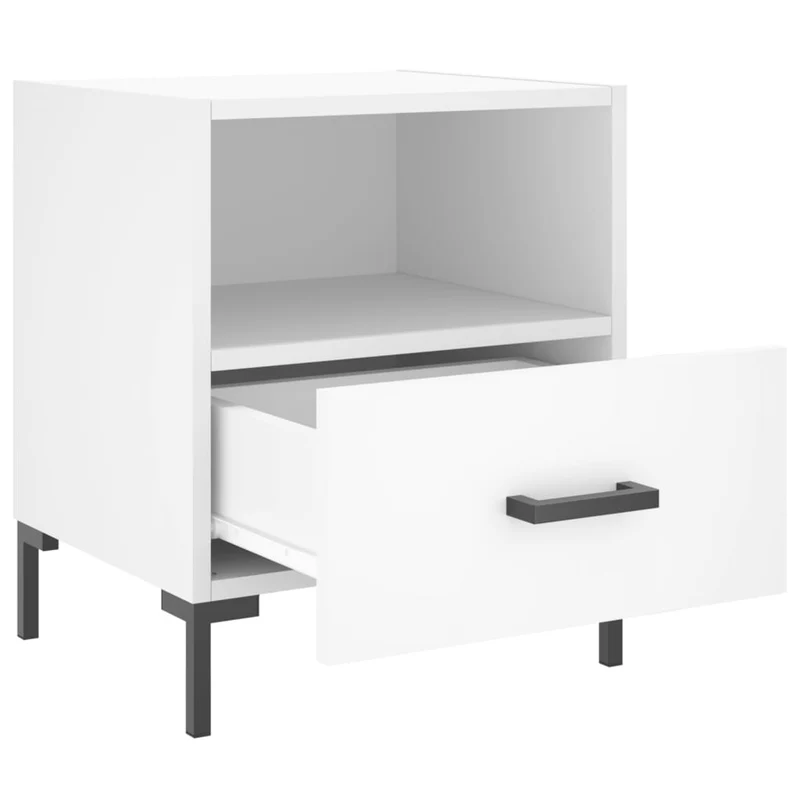 Lot de 2 tables de chevet avec tiroir et compartiment ouvert 40 x 35 x 47,5 cm bois d’ingénierie blanc DEC034921