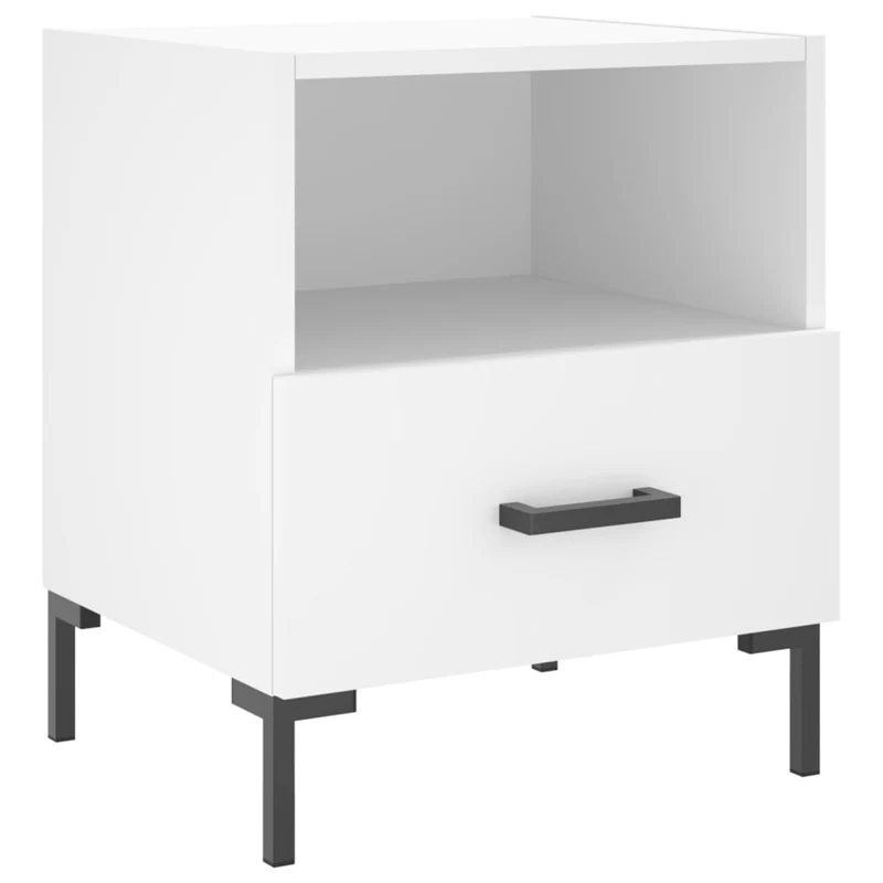 Lot de 2 tables de chevet avec tiroir et compartiment ouvert 40 x 35 x 47,5 cm bois d’ingénierie blanc DEC034921