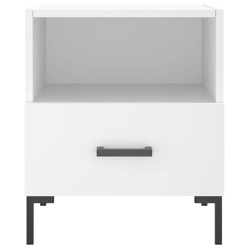 Lot de 2 tables de chevet avec tiroir et compartiment ouvert 40 x 35 x 47,5 cm bois d’ingénierie blanc DEC034921