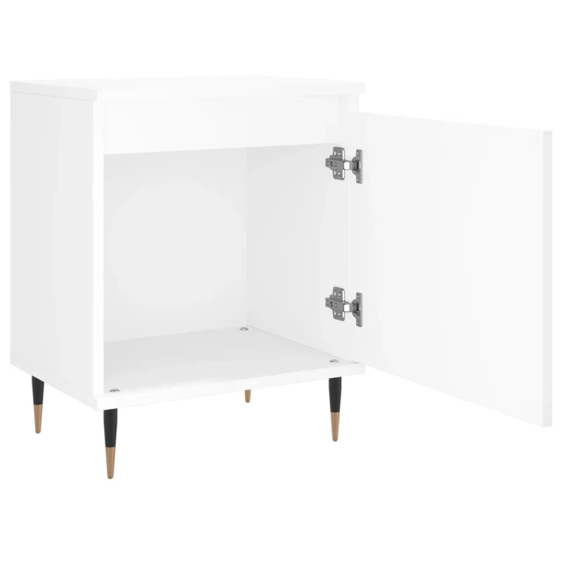 Lot de 2 tables de chevet avec compartiment avec porte 40 x 30 x 50 cm bois d'ingénierie blanc DEC034898
