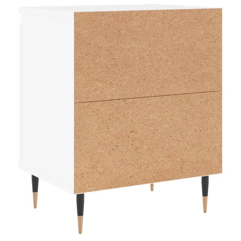 Lot de 2 tables de chevet avec compartiment avec porte 40 x 30 x 50 cm bois d'ingénierie blanc DEC034898