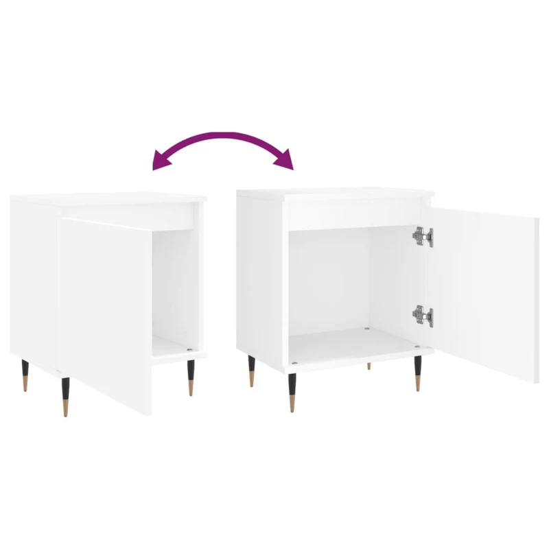 Lot de 2 tables de chevet avec compartiment avec porte 40 x 30 x 50 cm bois d'ingénierie blanc DEC034898