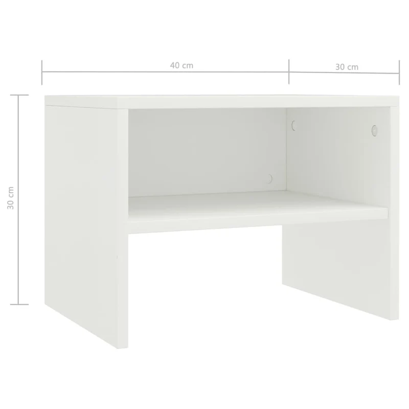 Lot de 2 tables de chevet avec étagère 40 x 30 x 30 cm bois d'ingénierie blanc DEC034886