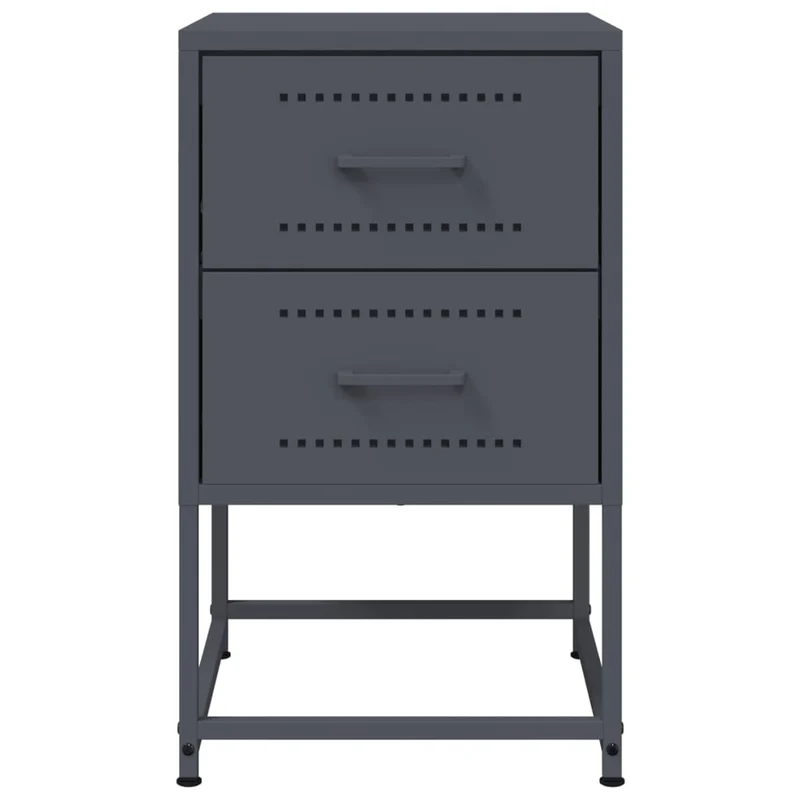 Lot de 2 tables de chevet avec deux tiroirs 36 x 39 x 60,5 cm acier anthracite DEC034829