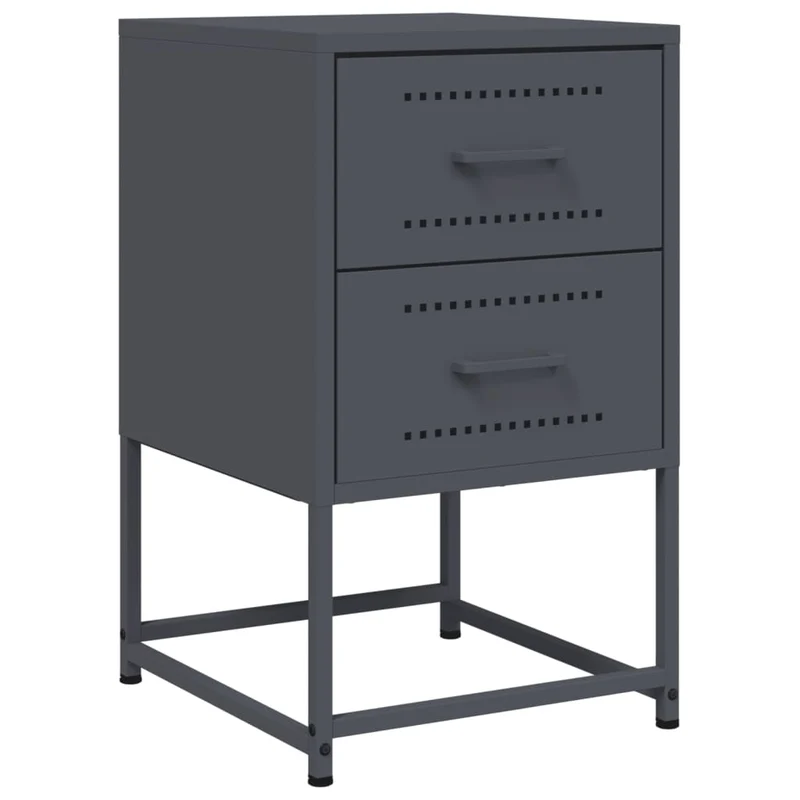 Lot de 2 tables de chevet avec deux tiroirs 36 x 39 x 60,5 cm acier anthracite DEC034829