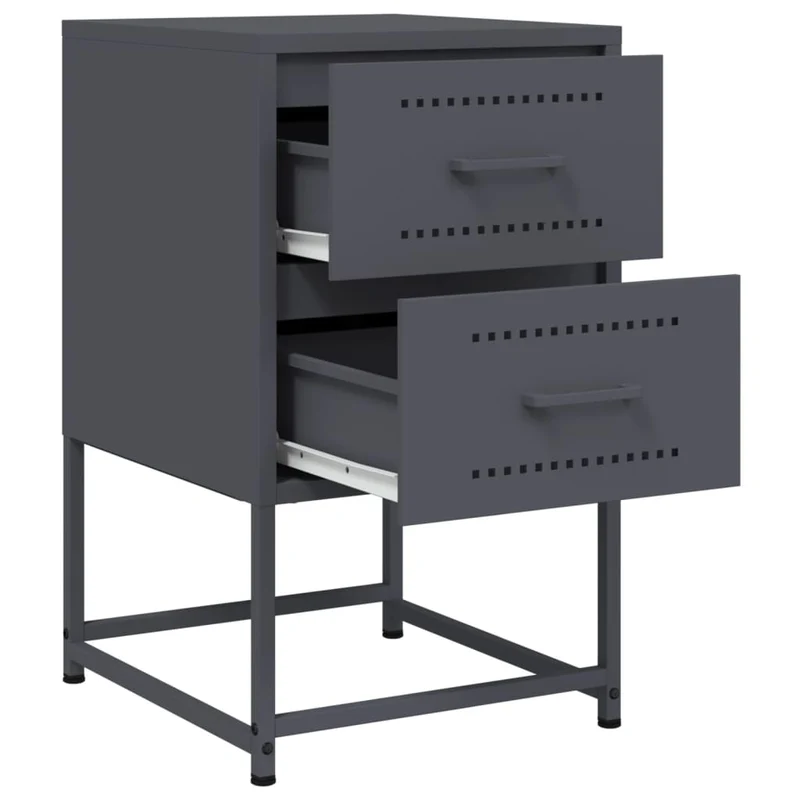 Lot de 2 tables de chevet avec deux tiroirs 36 x 39 x 60,5 cm acier anthracite DEC034829